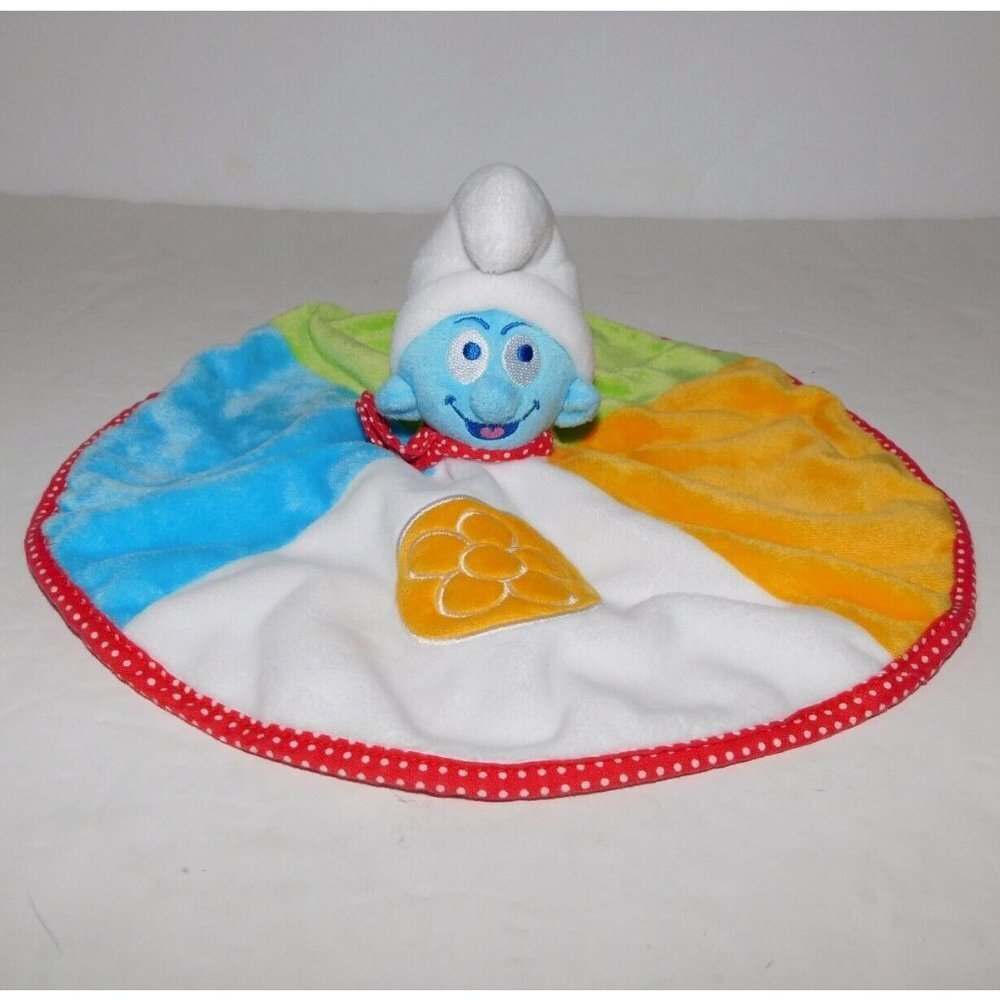 2011 Smurfs Baby infant Security Blanket Round Jemini Peyo France Lovey nunu